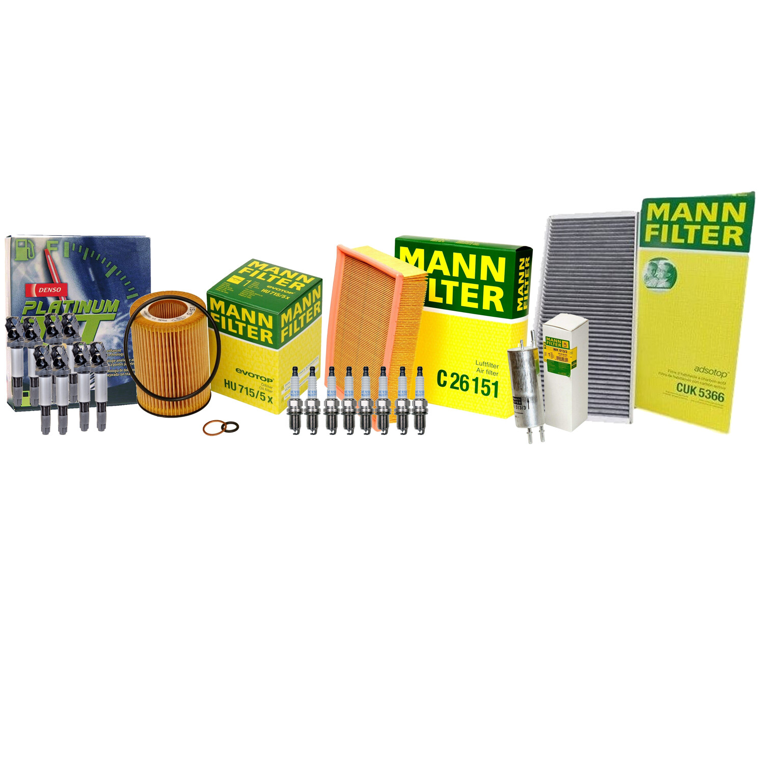 Mann Filters Denso 8 Coils  8 Platinum TT Spark Plugs Tune Up Kit For BMW E53