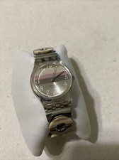 SWATCH 2004 Watch Pink Brown Stripes Stainles...