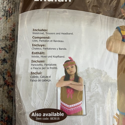 American Indian Fancy Dress Costume Childrens Medium Age 5-6 Book Day Boys Girls - Picture 2 of 5