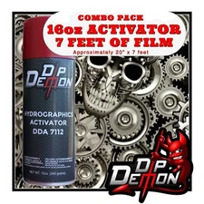 16oz hydrographic film / activator Gears Metal Skulls hydro dip dipping wizard
