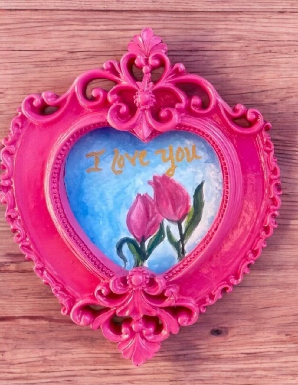 Original "I Love You" mini watercolor painting, personalize Valentine's Day Gift