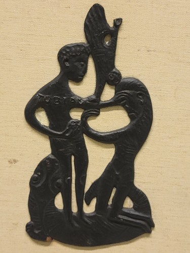 Catholic Art Cast Iron made in Germany mid century " Tobias " - Picture 11 of 11