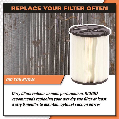 1-Layer Standard Pleated Paper Filter for Most 5 Gal. and Larger RIDGID Wet/Dry - Picture 3 of 7