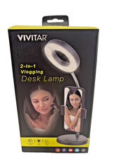 Vivitar 2 in 1 Vlogging Desk Lamp LED Ring Light Adjustable Phone Holder USB New