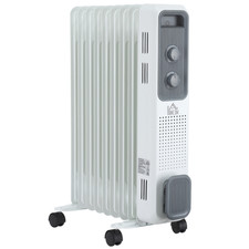 Image of Oil Filled Radiator 60cm White 9-Fin 2180W Portable Adjustable Thermostat Wheels