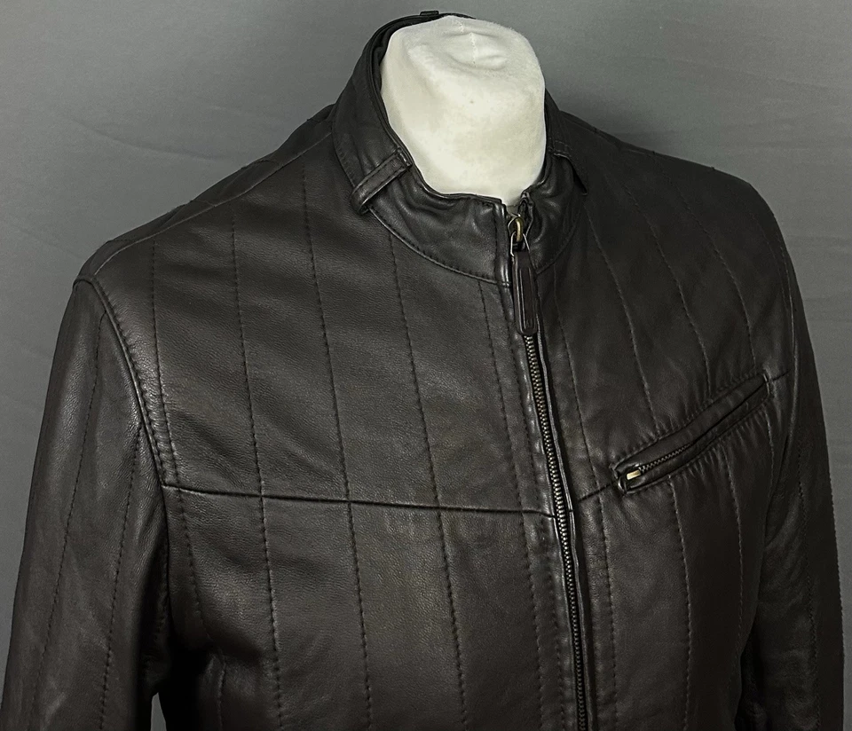 ARMANI LEATHER JACKET / COAT - Men's Size Small S / IT 48 - ARMANI JEANS - Image 2 of 4