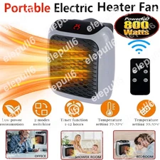 Electric Wall Plug In Heater Fan 2 Heatings Timer Portable Space Heater +Remote