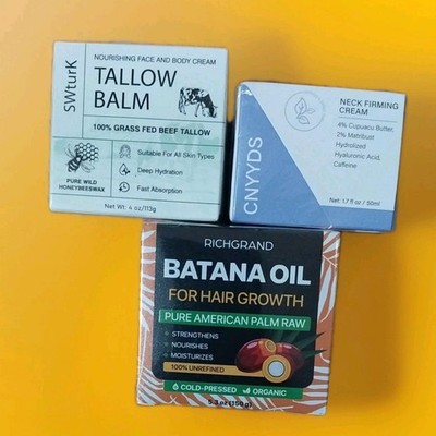 Tallow Balm: Face & Body. CNYYDS:Neck. BOTANA OIL: Hair. KIT 3 Care Products NEW