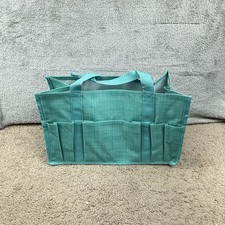 THIRTY-ONE Turquoise 13x8x6 Organizing Utility Tote 3 Outside  2 Drink Pockets