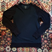 J Crew Men  s LARGE Knit Goods Long Sleeve Shirt Sweater Navy Blue