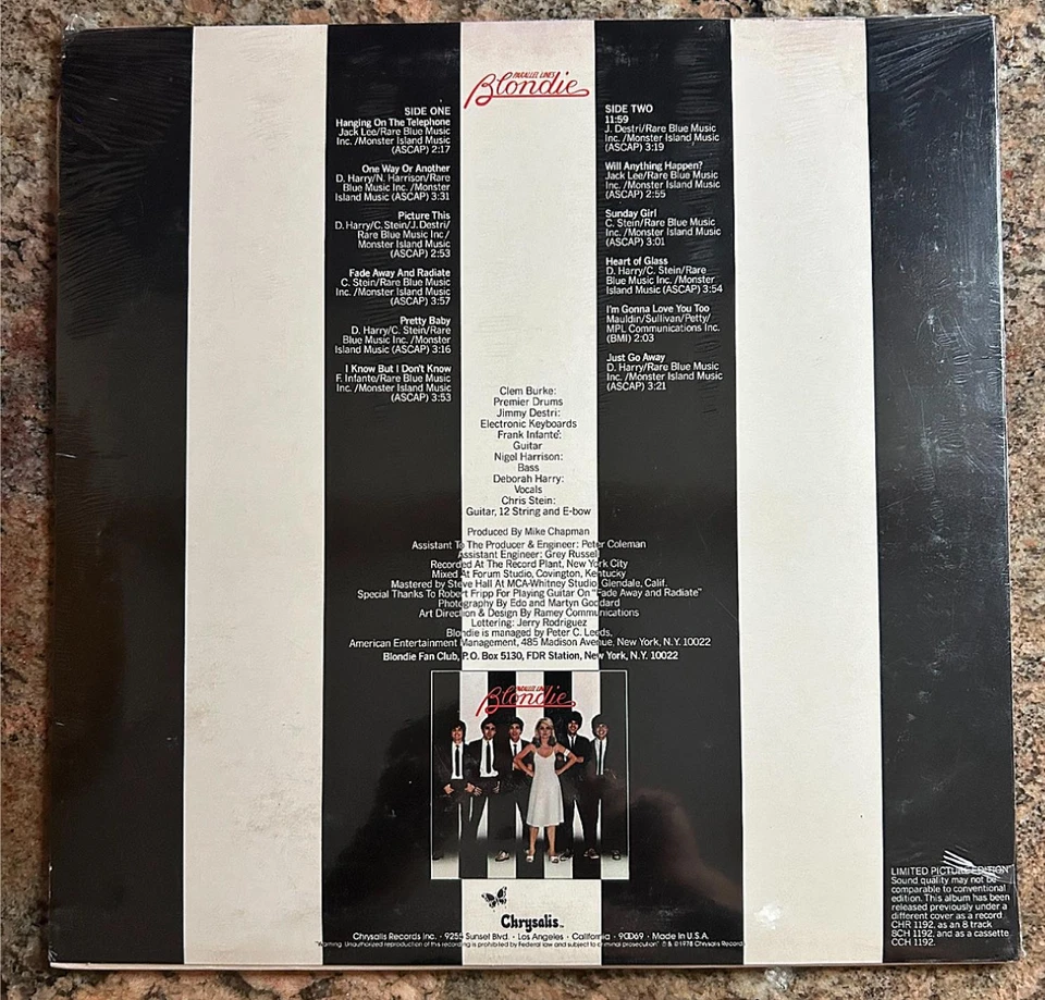 BLONDIE~PICTURE DISC~PARALLEL LINES~SEALED~LIMITED. EDITION~US CRYSALIS CHP 5001 - Image 3 of 4