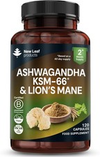 Ashwagandha KSM-66 and Lions Mane Capsules - High Strength 2000mg KSM-66 Ashwagh