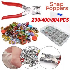 400/804PCS Prong Pliers Ring Press Studs Snap Popper Fasteners DIY Tool Kit