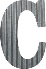 COLLECTIVE HOME - 12" Metal Letter Wall Decor, Galvanized Steel Numbers, C