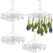 4 Pcs Hanging Herb Drying Rack for Stainless Steel with 30 Hooks Flower Fresh