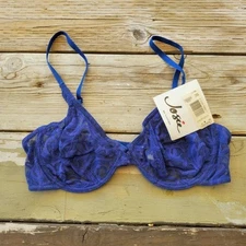 Vintage 36C Josie by Natori 44001 Blue Sheer Lace Underwire Bra