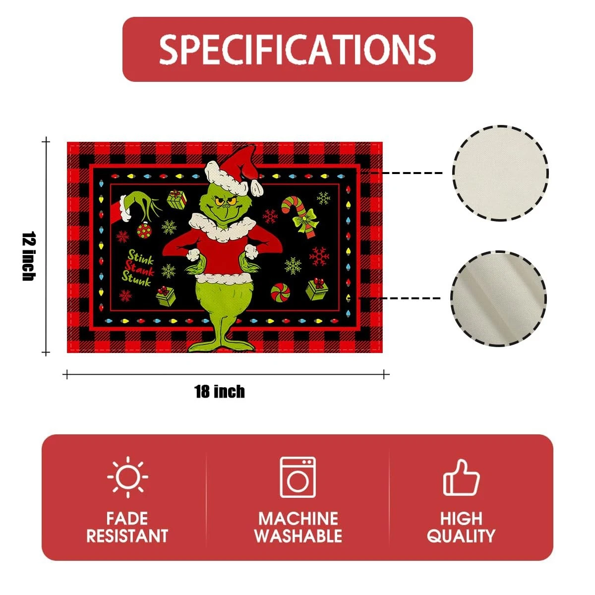 Christmas Santa and Snowflake Placemats with Candy Design