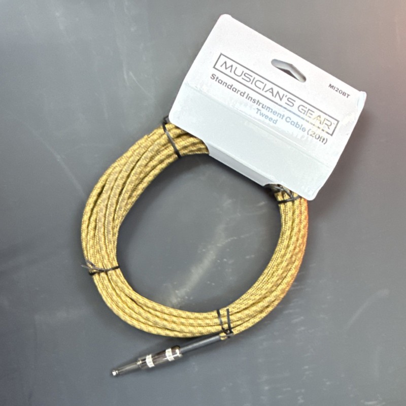 Musician's Gear Shielded Instrument Cable 20ft 1/4" Tweed MI20BT Yellow Brown