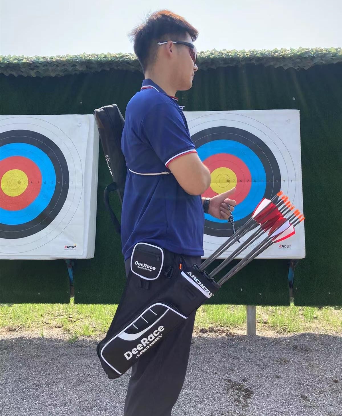 DEERACE Archery Hip Quiver, 3 Tubes Arrow Holder for Compound and Black 