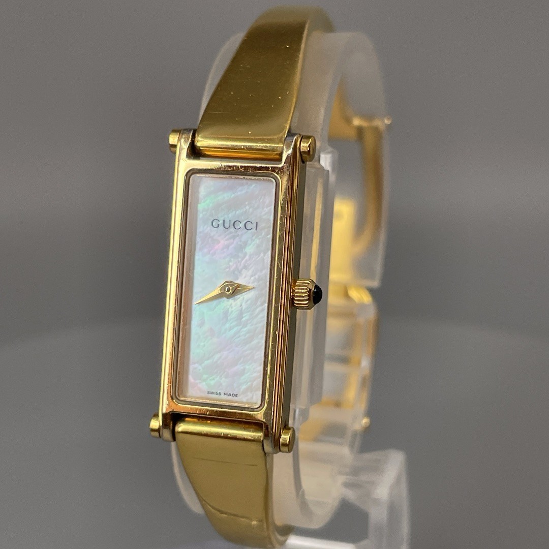 【稼動品】GUCCI 1500L Bangle Watch GUCCI 1500L Watch Gold Shell Dial QZ Women Bangle Wrist