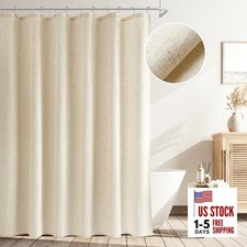 Beige Shower Curtain, Linen Textured Fabric 72"W x 72"L Pack of 1 Flax Linen