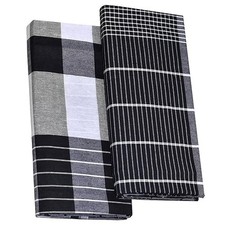 Men's Stitched Cotton Lungi Black Length 2.25mtr Height 1.22mtr Pack of 2