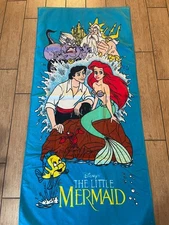 Vintage 90s The Little Mermaid Franco Disney Beach Towel 30x58 Triton Ursula NOS