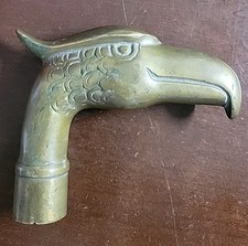 Vintage Brass Eagle Head Cane Handle Walking Stick Topper Great Patina