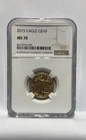 2015 American Gold Eagle $10 NGC MS70  1/4Oz  Fine Gold Coin - Perfect Grade!