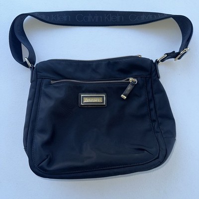 Calvin Klein Belfast Nylon Crossbody Bag Black Zip Messenger 11x11