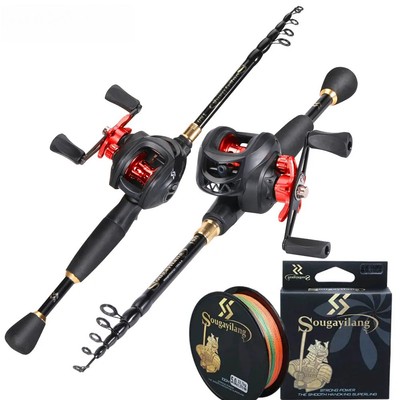 1,8-2,4m Casting Fishing Combo Teleskop-Angelrute und 7,2:1 Hochgesch Angelrolle