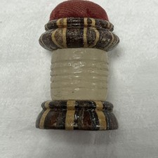 Antique Victorian Tunbridge Ware Pin Cushion and waxer C1880