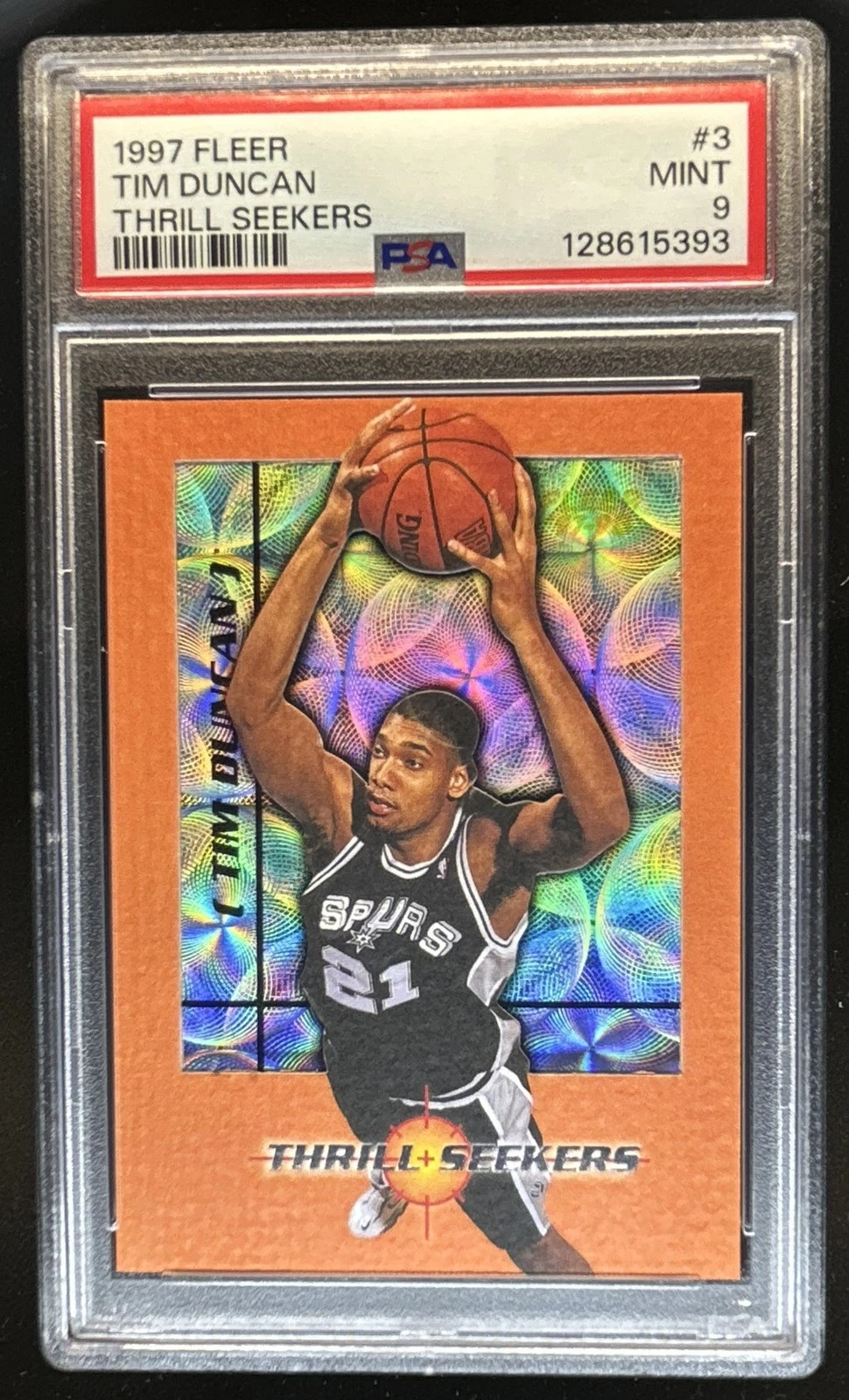 1997-98 Fleer Tim Duncan Thrill Seekers Rookie RC #3TS Spurs PSA 9