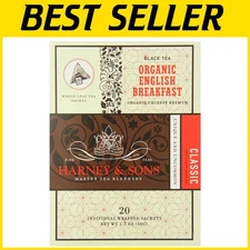 20 Individually Wrapped Organic English Breakfast Tea Sachets - Kosher Certified