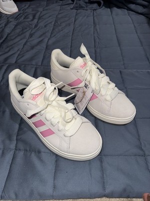 Adidas Baseline Womens Size 8.5 White/Pink (lilac) Shoes Leather Sneakers DB3560