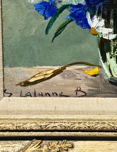 Original Oil on Canvas Floral Still Life by Simone Lalanne Bascle, Listed Artist - Picture 3 of 8