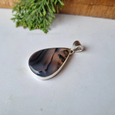 Montana Agate Gemstone Pendant 925 Sterling Silver Handmade Gift Pendant PG6485 - Image 1 of 4