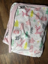 Target Cloud Island Pink Woodland Forest Animal Tree Deer Sherpa Baby Blanket