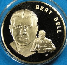 Bert Bell NFL Commissioner, Football Bronze Medal, Franklin Mint, 38mm, Lustrous