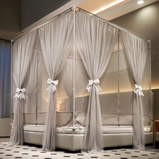 Mosquito Net Double Layers Bed Netting With Zipper Tubes Summer Curtain T-shaped