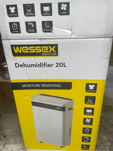 Wessex Electrical 20L/Day Dehumidifier 5.5L Tank 24h Timer 2 Speed Alexa