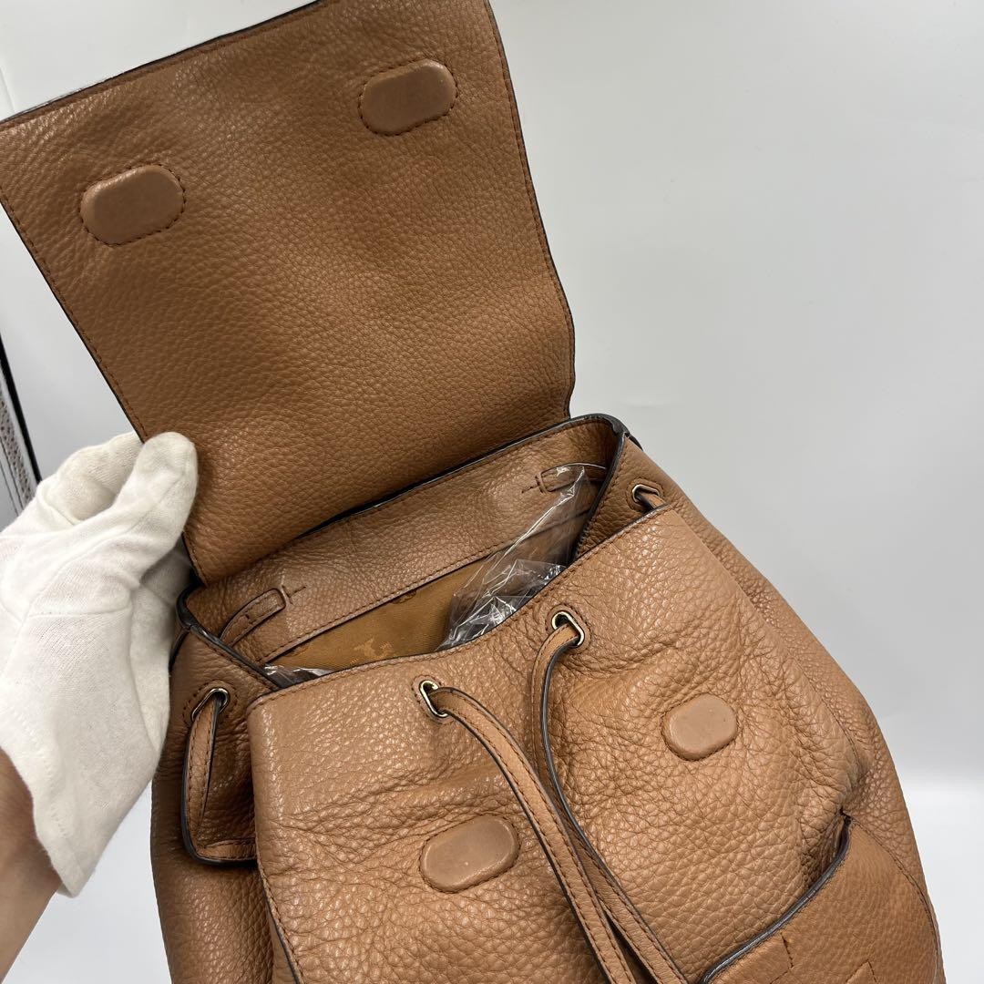 Tory Burch Backpack Drawstring Embossed Logo Brow… - image 6