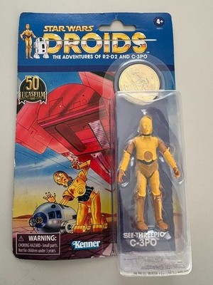 Star Wars Droids C-3PO See-Threepio Figure with Coin Lucasfilm 50th