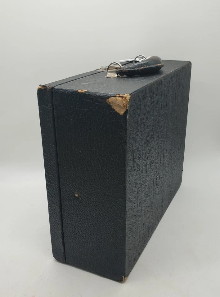 Старинный чемодан коробка багажник продавец кукла черный прессованный картон с защелкой - Изображение 4 из 4