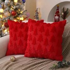 DFXSZ Christmas Tree Pillow Covers 18x18 inch Set of 2 Christmas Decoration Red