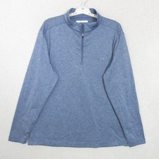 Greg Norman Pullover Mens L Blue Quarter Zip Golf Shark Logo Performance