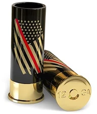 Old Southern Brass 12 Gauge Shot Glasses - Thin Red Line Fire Fighter Flag - 