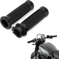 1" Black 25mm Handle Bar Hand Grips For Harley Touring Sportster Dyna Softail