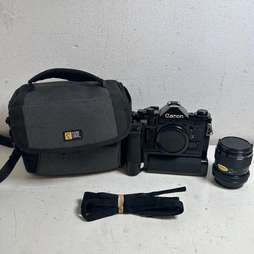 Canon A-1 Black 35mm Focal-Plane Shutter SLR Film Camera with FD Lens Mount