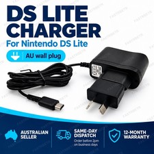 Nintendo DS Lite AC Wall Charger | AU Plug Power Supply, Overcharge Safe Black